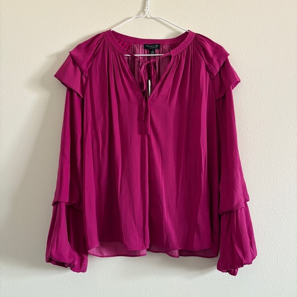 Current Air NWT Boutique Pink Magenta Long Sleeve Blouse Size Small - Picture 3 of 9